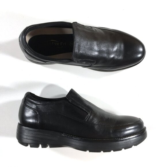 Gravity Defyer Centric Slip On Dress Loafers Mens Size 10.5 W Wide Black Leather